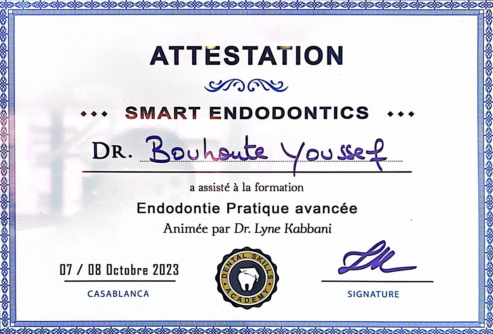 Attestation Endodontie